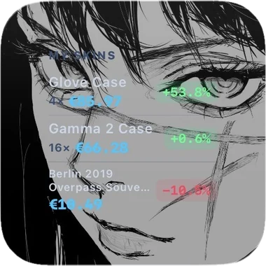 Small Skinmanity My Skins widget with the same custom picture behind it